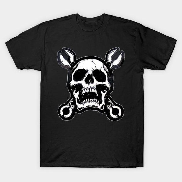 Mechanic Skull with tools T-Shirt by  The best hard hat stickers 